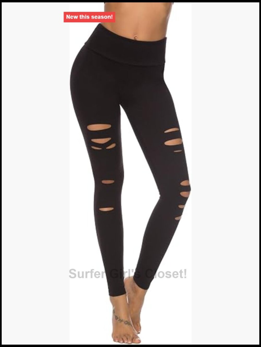 High Waist Yoga Pants Cutout Ripped Tummy Control Leggings